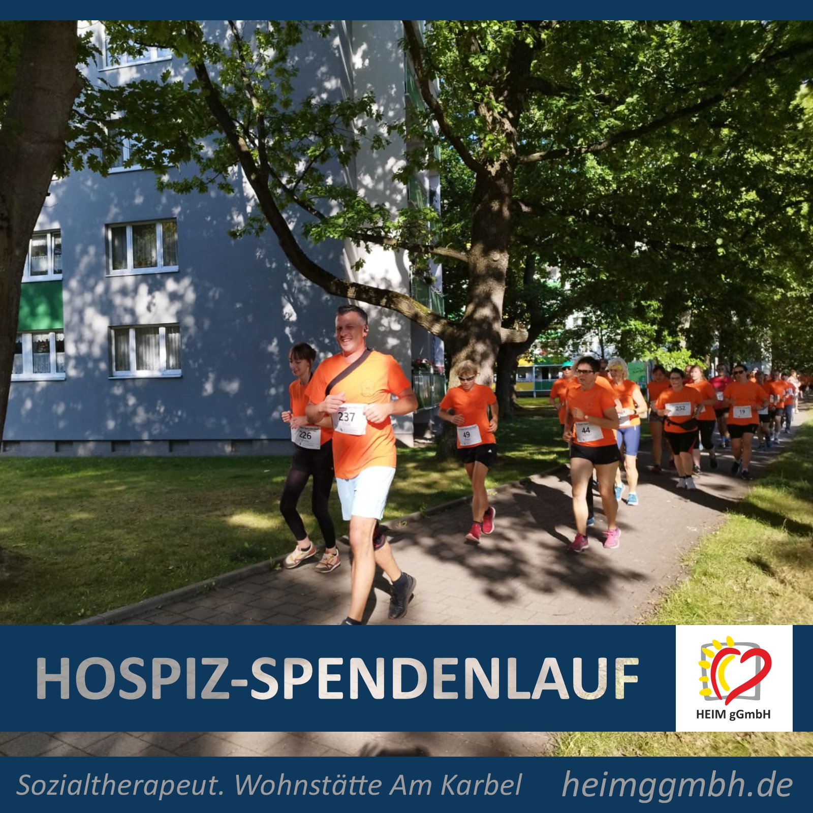 Das Team der heim gemeinnützige GmbH der Sozialtherapeutischen Wohnstätte am karbel beim 20. Hospiz-Spendenlauf in Chemnitz