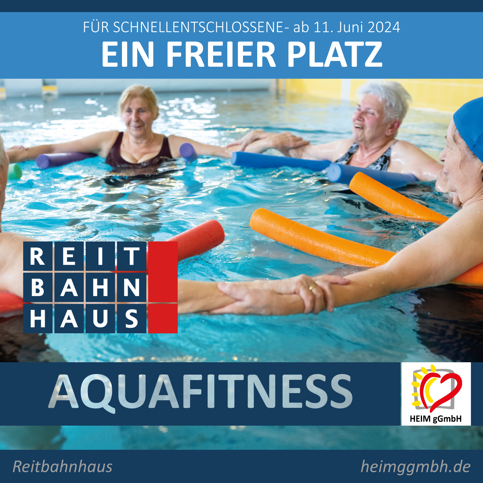 Noch ein freier Platz für unseren Aquafitness-Kurs am Dienstag im Chemnitzer Reitbahnhaus der HEIM gemeinnützigen GmbH