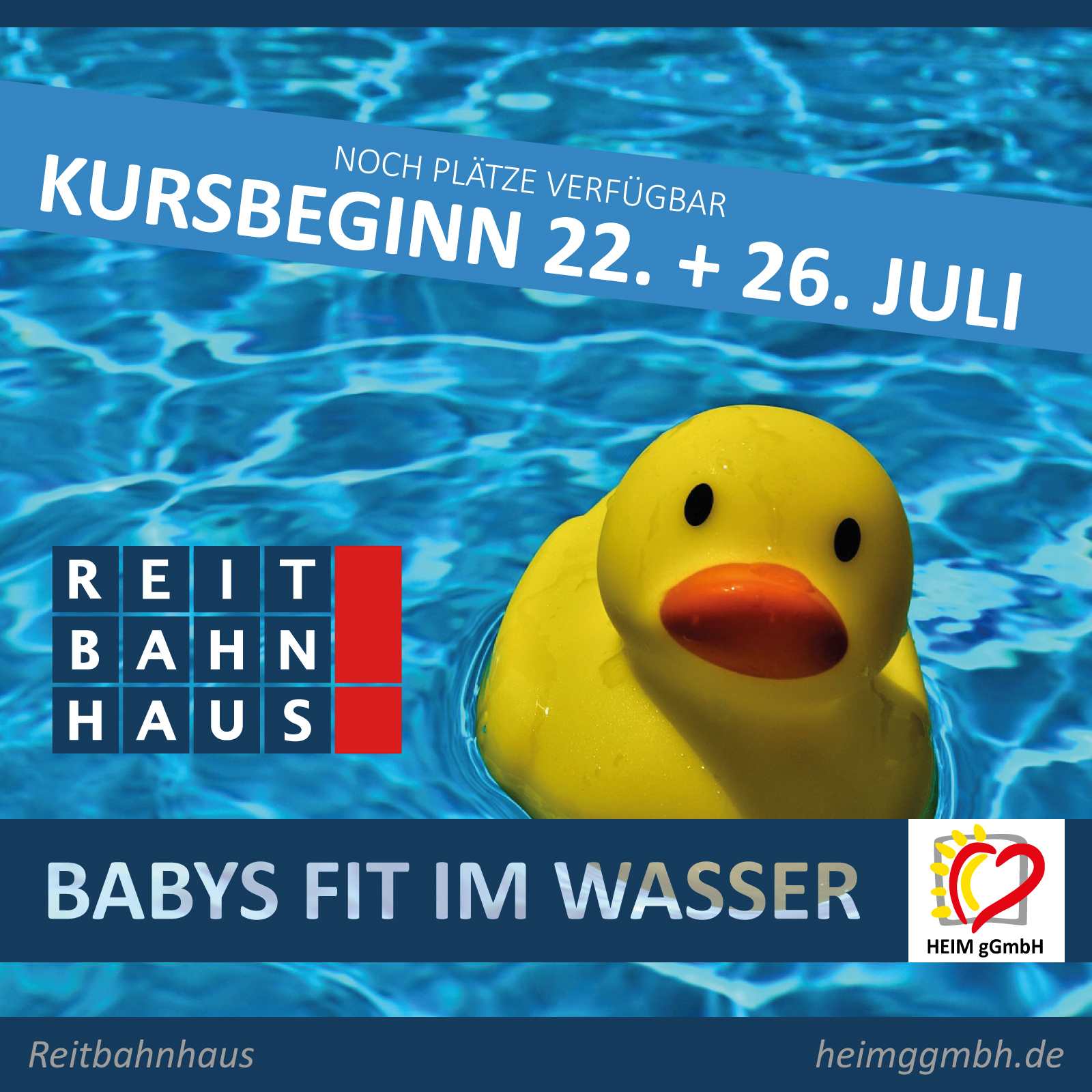 Noch Restplätze frei für Babys fit im Wasser - Kurs im Chemnitzer Reitbahnhaus der HEIM gemeinnützigen GmbH