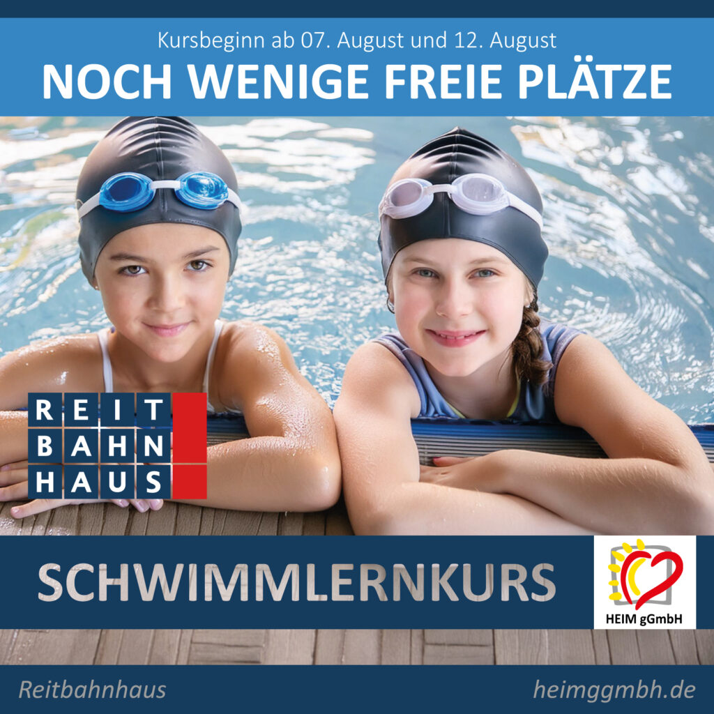 Noch freie Restplätze für zwei Schwimmlernkurse im Chemnitzer Reitbahnhaus der HEIM gemeinnützigen GmbH in Chemnitz.