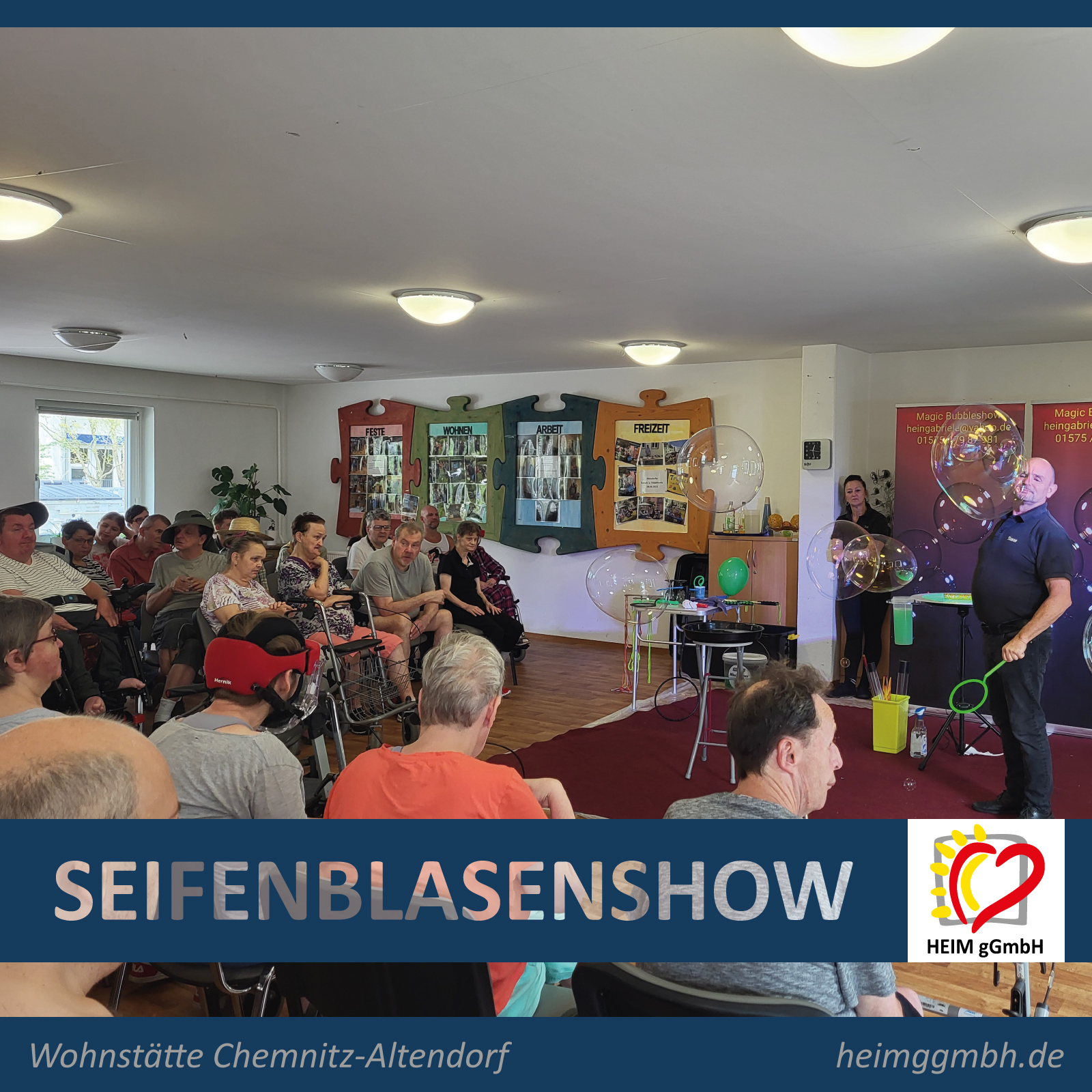 Tolle und bezaubernde Seifenblasenshow in der Wohnstätte Chemnitz-Altendorf der HEIM gemeinnützigen GmbH in Chemnitz