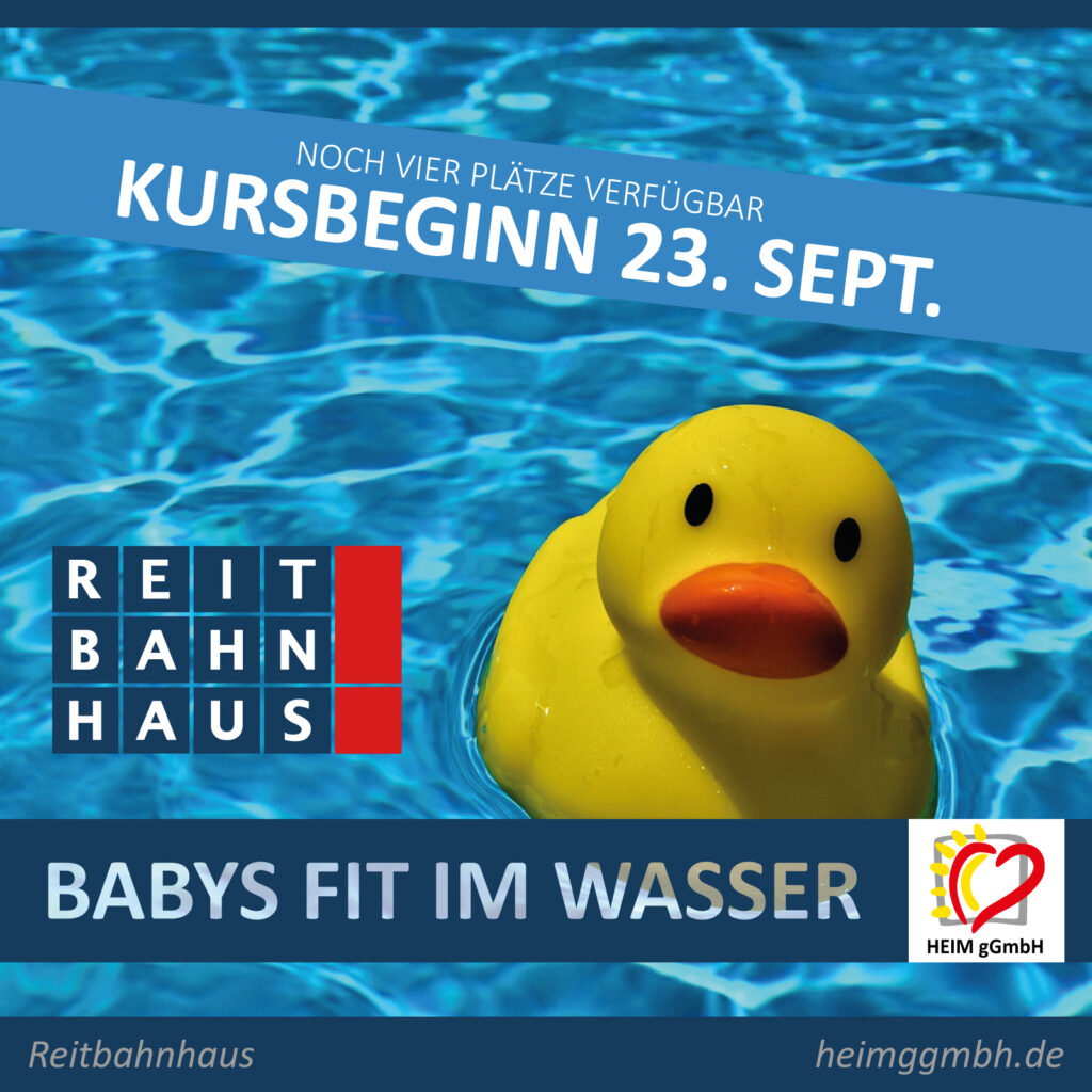 Für unsere Kurse „Babys fit im Wasser“ im Chemnitzer Reitbahnhaus der HEIM gemeinnützigen GmbH gibt es noch freie Plätze