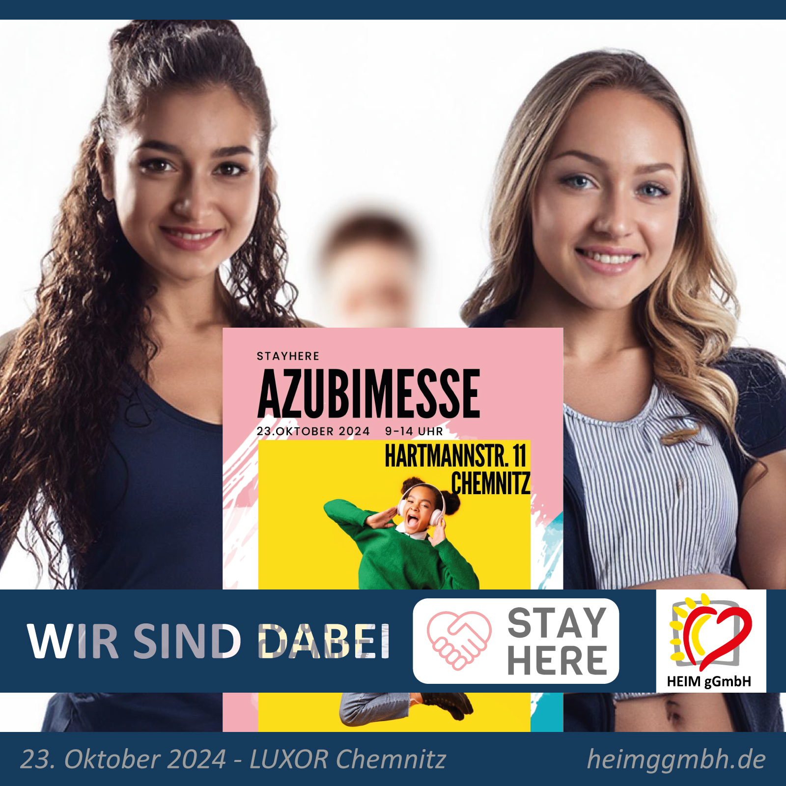 Die HEIM gemeinnützige GmbH steht auf der Ausbildungsmesse STAYHERE in Chemnitz Rede und Antwort zu Chancen und Möglichkeiten.