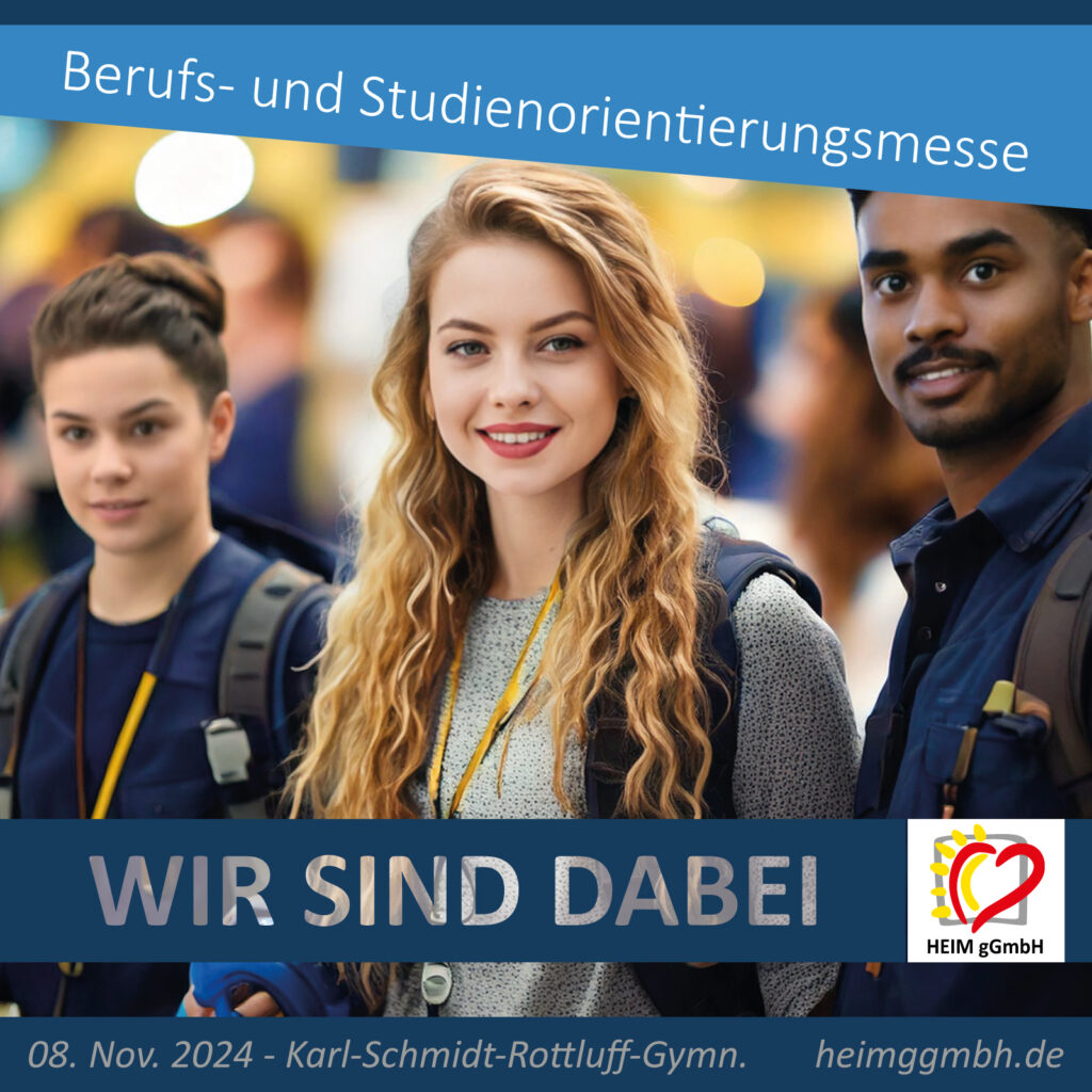 Am 8. November sind wir auf der Berufs- und Studienorientierungsmesse im Karl-Schmidt-Rottluff-Gymnasium vertreten.