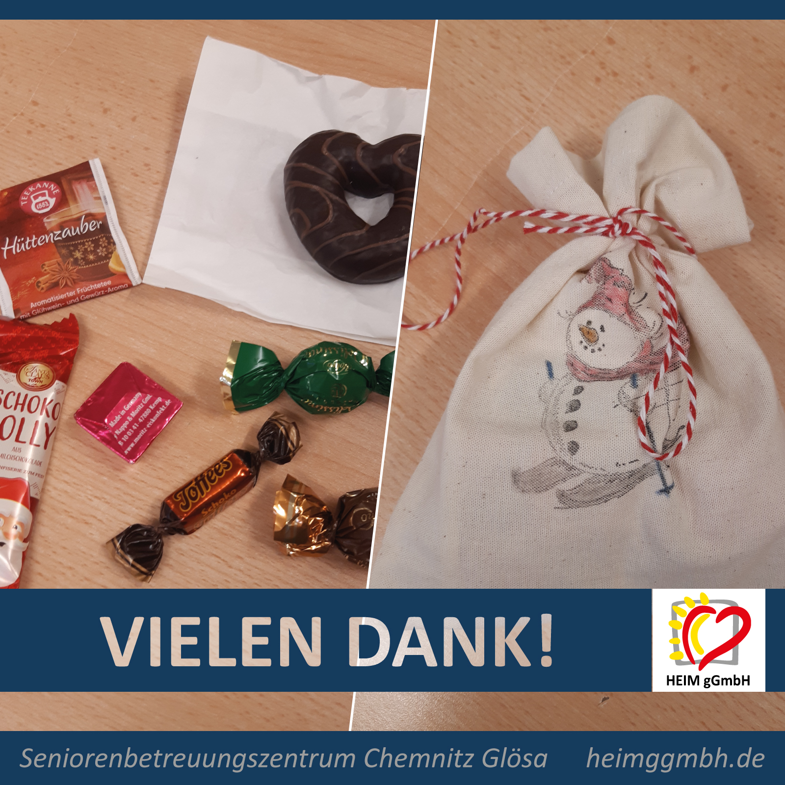 Zeichen für ein gutes Miteinander: Weihnachtsgeschenke für die Bewohner des Seniorenbetreuungszentrums in Chemnitz Glösa